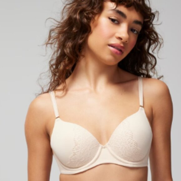 Soma Perfect Coverage Convertible Bra with Lace Back Light Beige 38D - Picture 1 of 15
